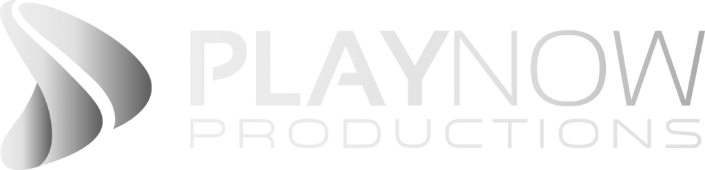 Play Now Video Productions logo white